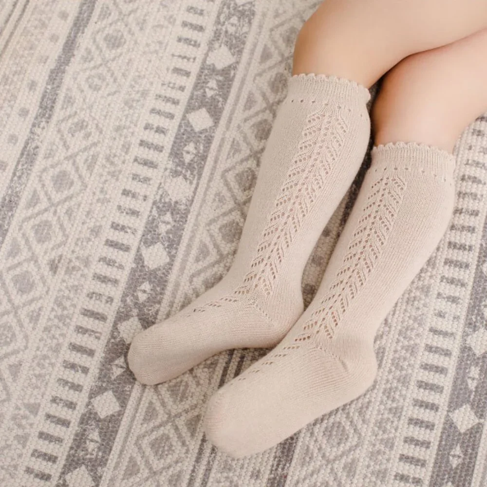 5 Pairs lots Toddler knee high Socks Ivory, Beige Pink Red and Yellow baby socks